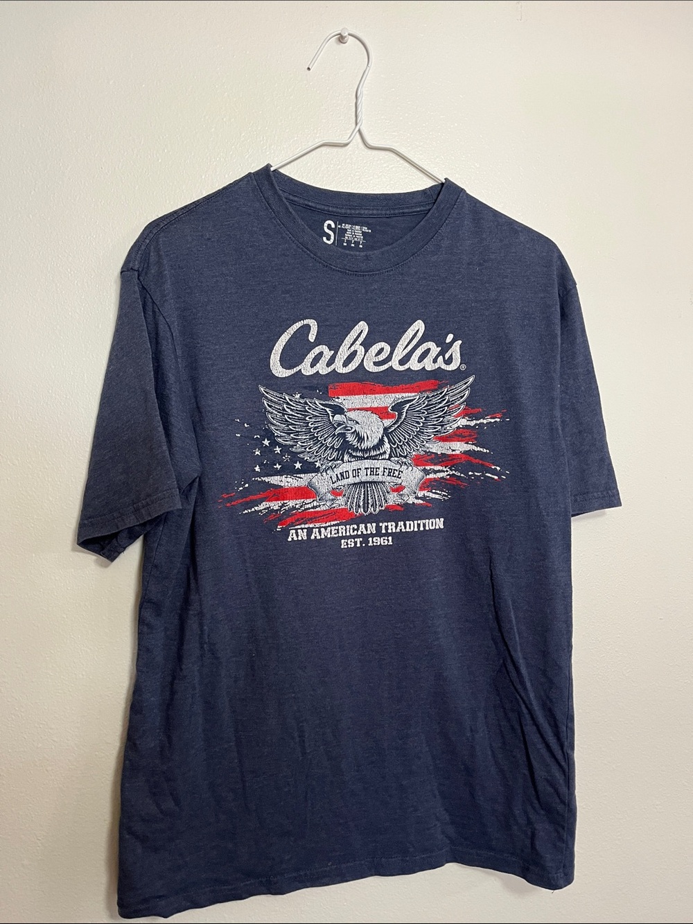 Cabela's Navy Short-Sleeve Eagle Graphic Tee with Red & White Accents